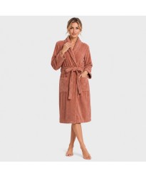 Bathrobe in 100% Cotton Dusty Rose
